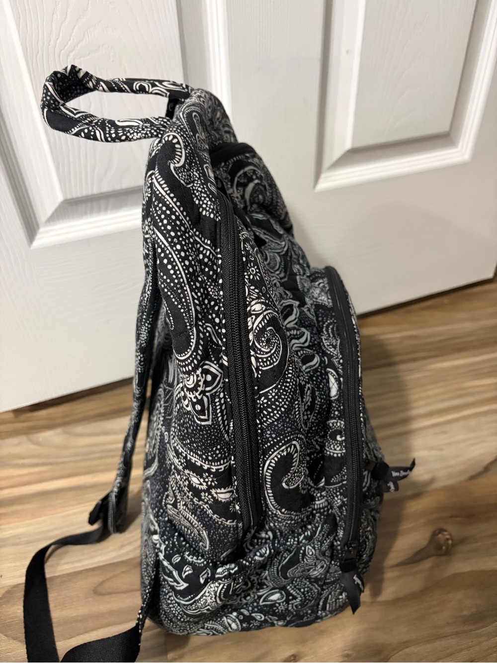 Vera Bradley Black & White Paisley Quilted Backpack - Picture 2 of 5